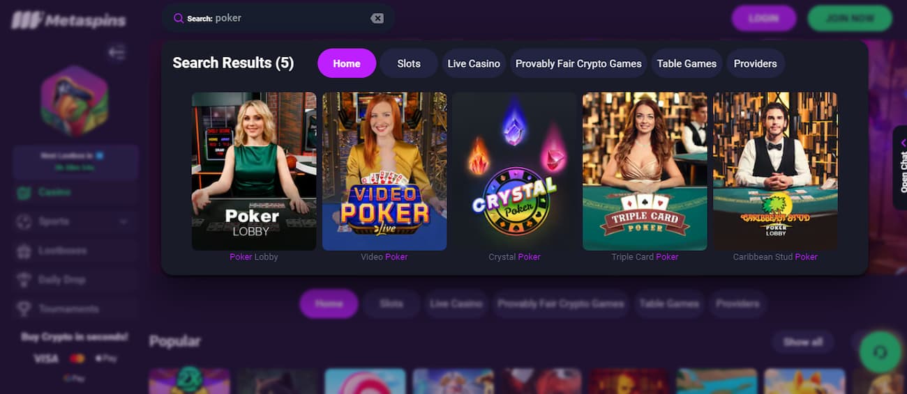 Metaspins Ethereum Poker Room