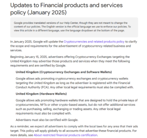 Google crypto rules