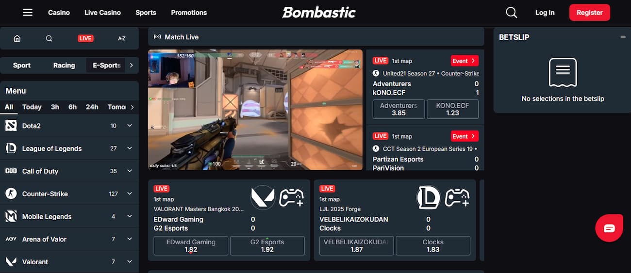 Bet on esports at Bombastic