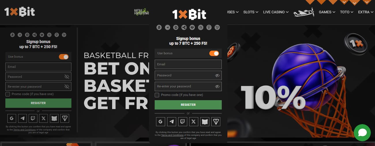 Create an Account at 1xBit