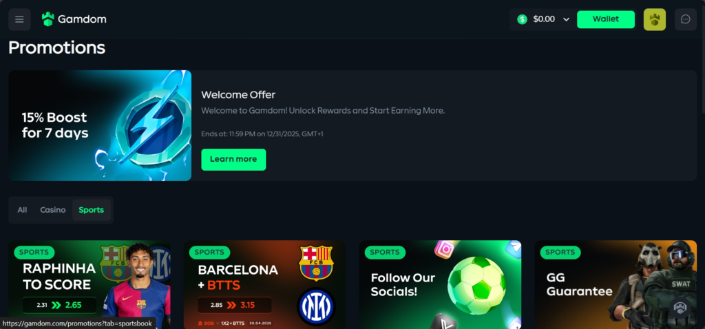 Gamdom Darts Bonuses
