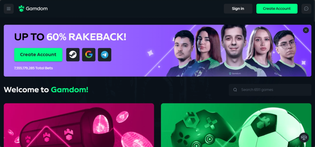 Gamdom Main Page