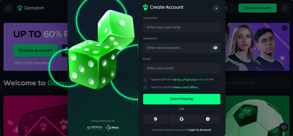 Gamdom Sign up