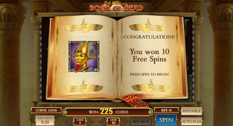 10 Free Spins for Book of Dead