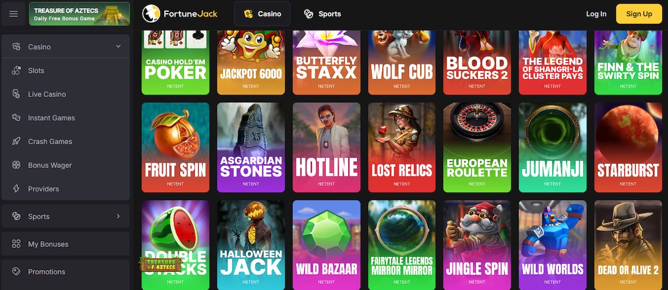 FortuneJack Crypto Casino NetEnt Slots