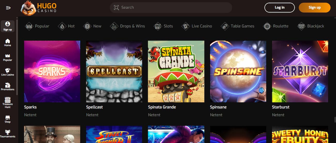 Hugo Crypto Casino NetEnt Slots