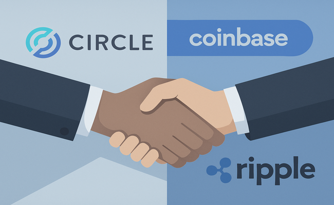 USDC Issuer Circle in Secret Talks to Sell Itself to Coinbase or Ripple logo