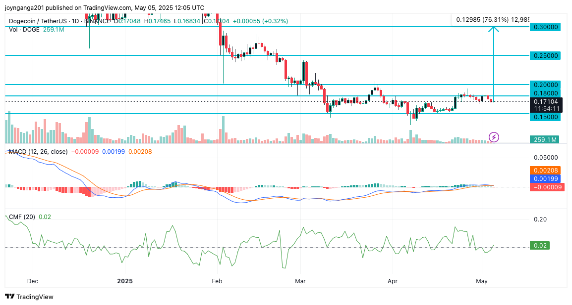 Dogecoin Price Consolidates As Bulls Prepare for $0.3 Breakout.