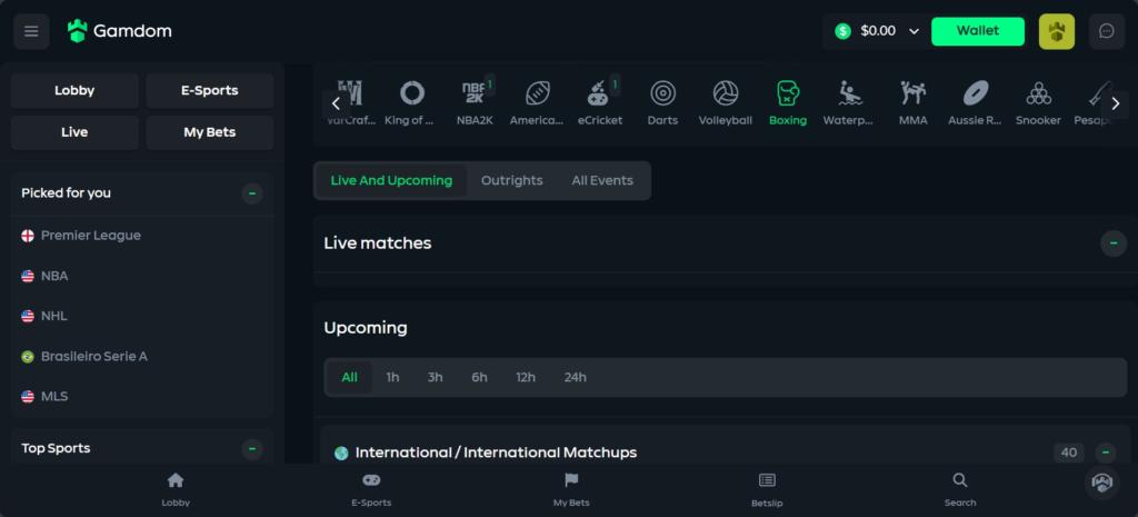 Gamdom crypto boxing betting site