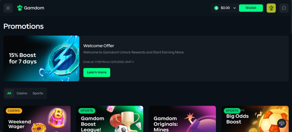 Gamdom Homepage