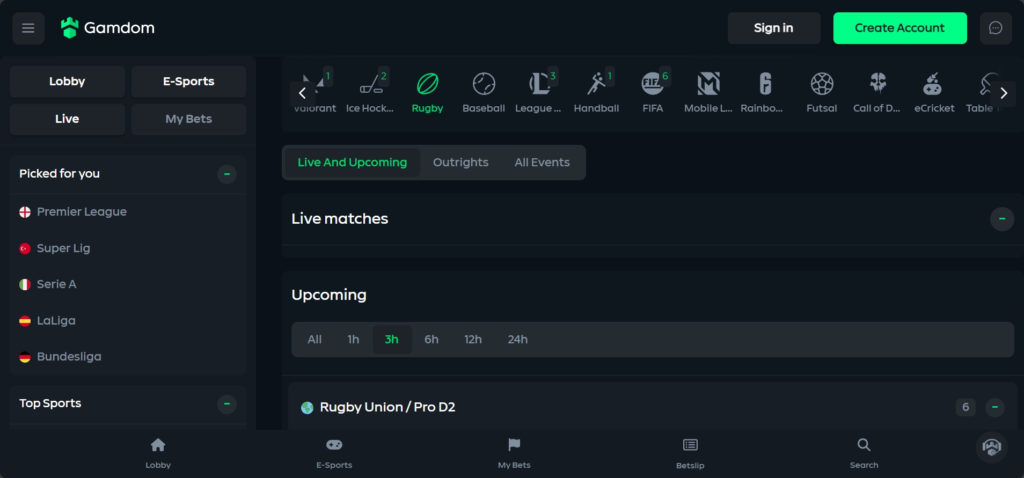 Gamdom Bitcoin Rugby Betting Site