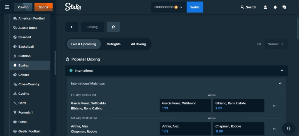 Stake Boxing Sportsbooks with Bitcoin