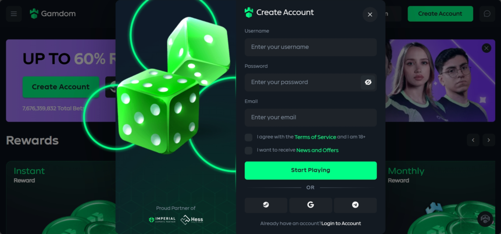 Gamdom sign up